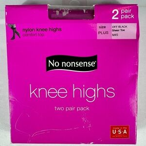NIB No Nonsense Knee Highs 2 Pair Pack in Off Black